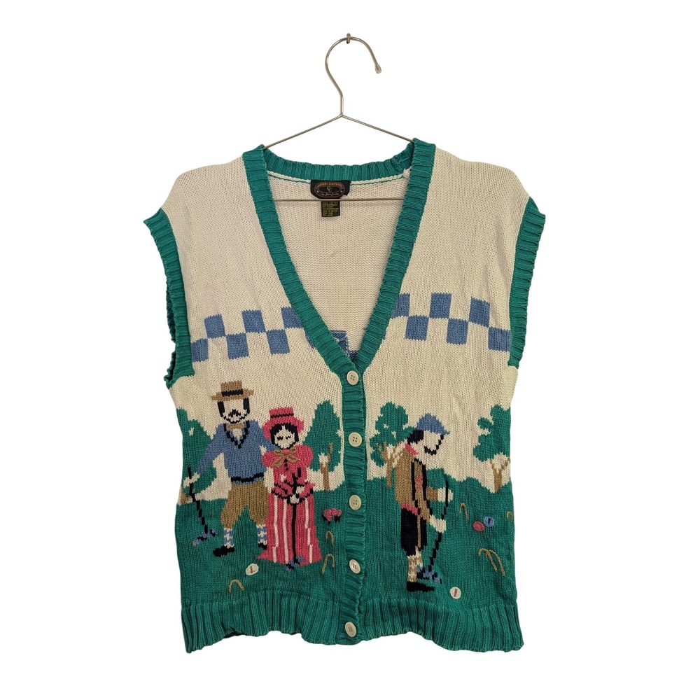 VTG Vintage Charter Club by Jane Justin Sweater Vest Made in Hong Kong Croquet S
